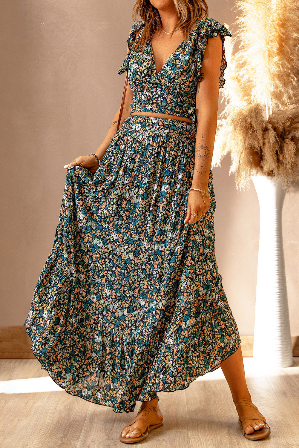 Ditsy Floral Maxi Skirt Set