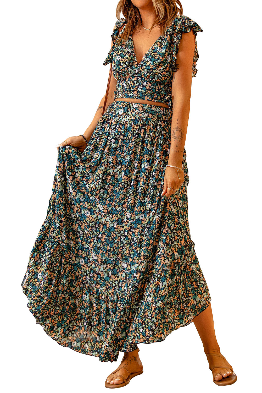 Ditsy Floral Maxi Skirt Set