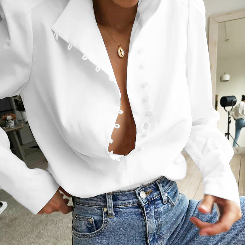 Stand Collar Long Sleeve Loose Shirt