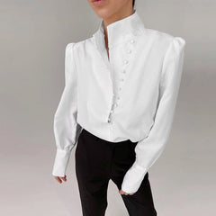 Stand Collar Long Sleeve Loose Shirt