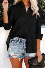 Black Embossed Button Shirt