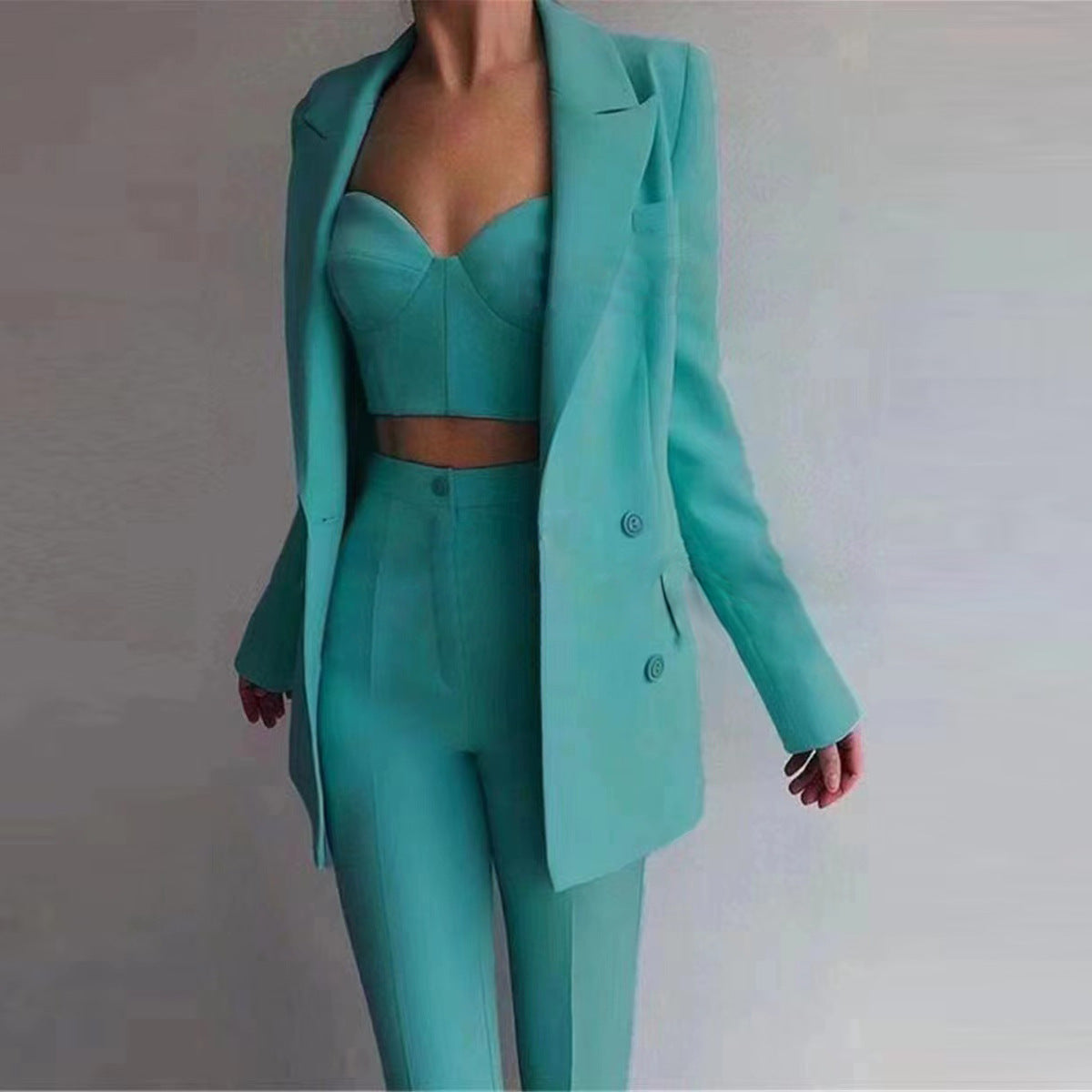 Casual Three Piece Suit With Bra Top