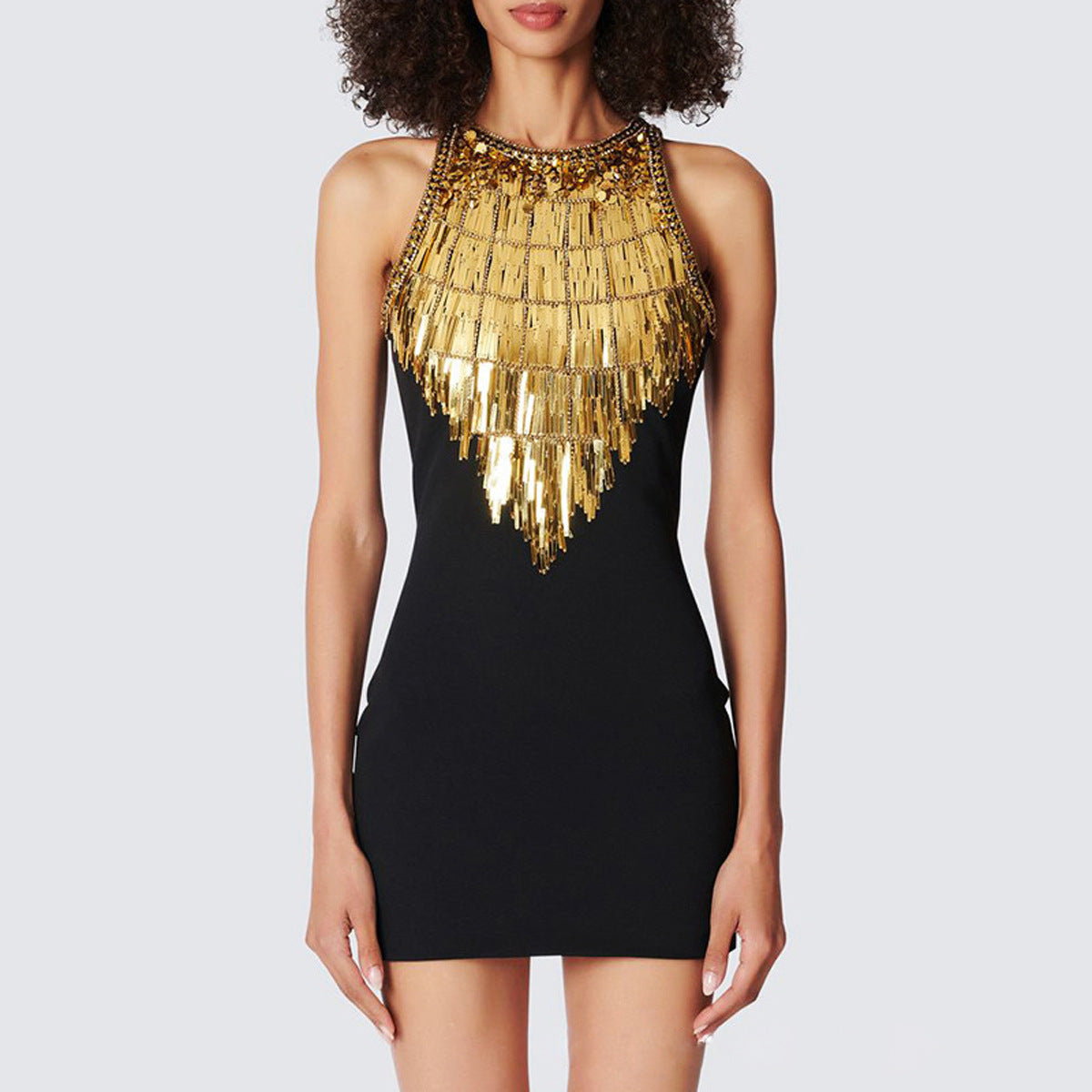 Gold Sleeveless Mini Dress