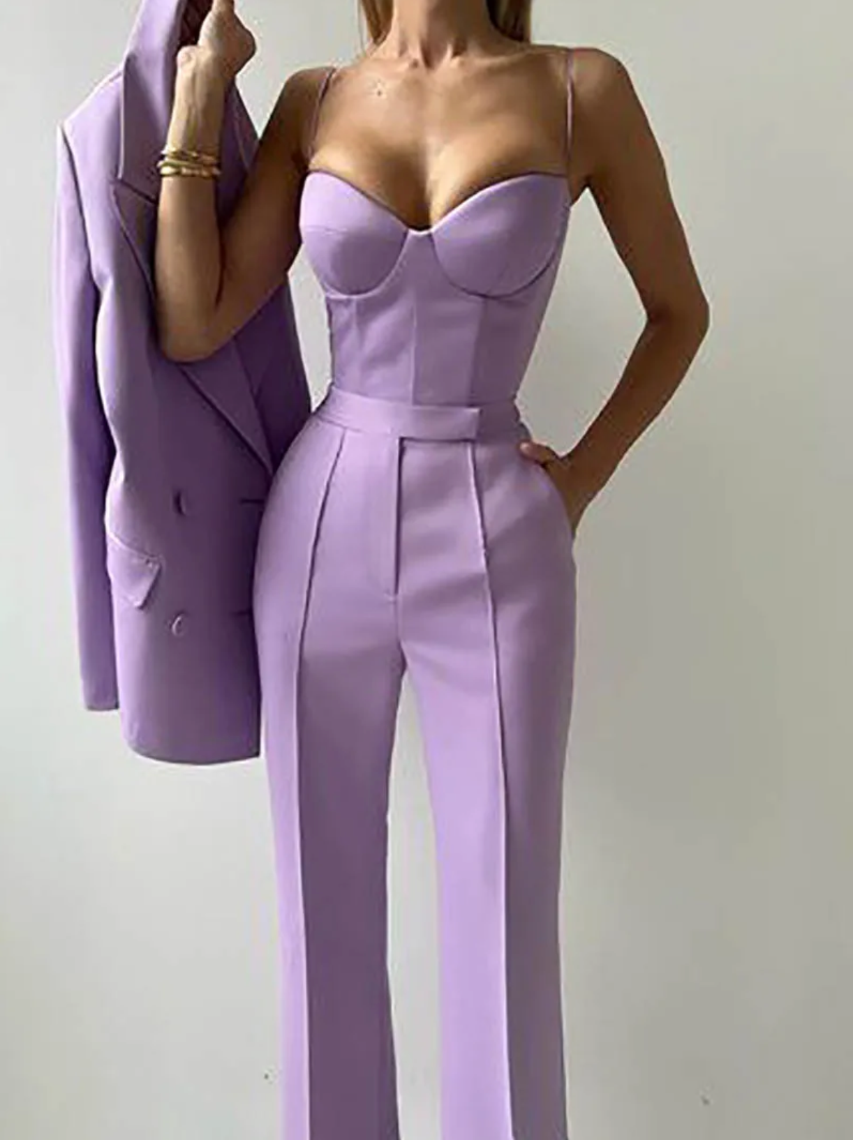 Casual Three Piece Suit With Bra Top